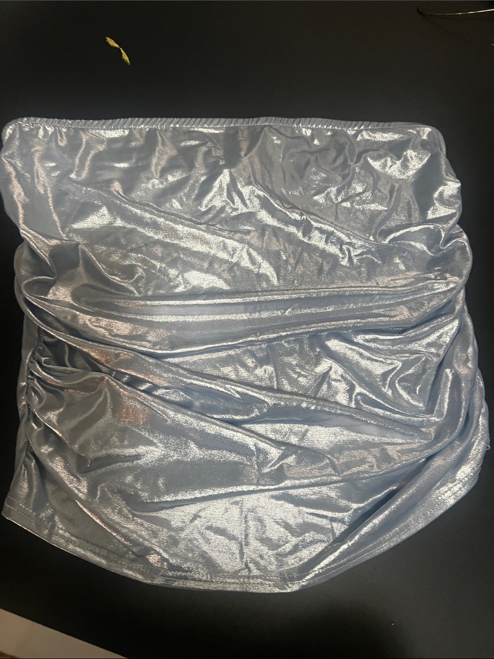 Silver Metallic Strapless Ruched Tube Top